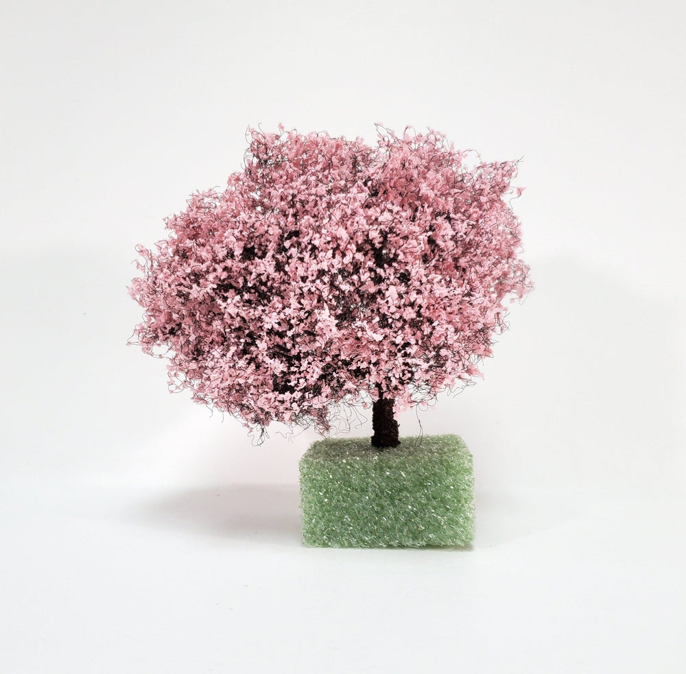 Miniature Flowering Cherry Tree or Bush Large Pink & White 4" Tall - Miniature Crush