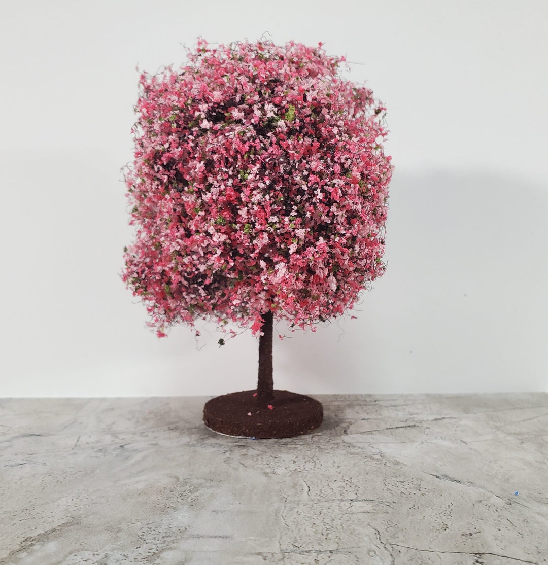 Miniature Flowering Tree or Bush Large Pink 6" Tall on Free Standing Base - Miniature Crush