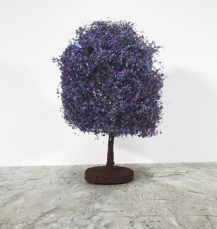 Miniature Flowering Tree or Bush Large Purple 6" Tall on Free Standing Base - Miniature Crush