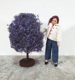Miniature Flowering Tree or Bush Large Purple 6" Tall on Free Standing Base - Miniature Crush