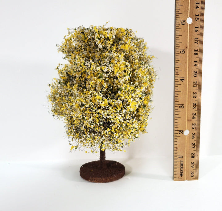 Miniature Flowering Tree or Bush Large Yellow & White 6" Tall - Miniature Crush