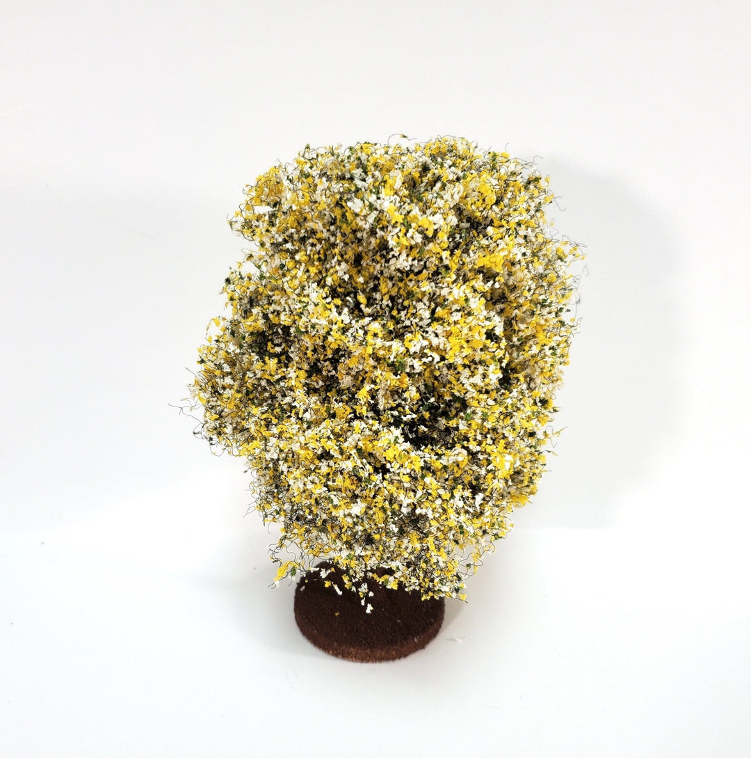 Miniature Flowering Tree or Bush Large Yellow & White 6" Tall - Miniature Crush