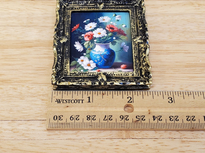 Miniature Flowers Still Life Framed Print Daisies & Poppies Dollhouse Decor - Miniature Crush