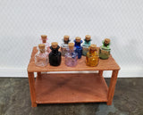 Miniature Glass Jars Bottles Cork Stoppers x9 Apothecary Square Bottom 1" Tall Multiple Colors - Miniature Crush