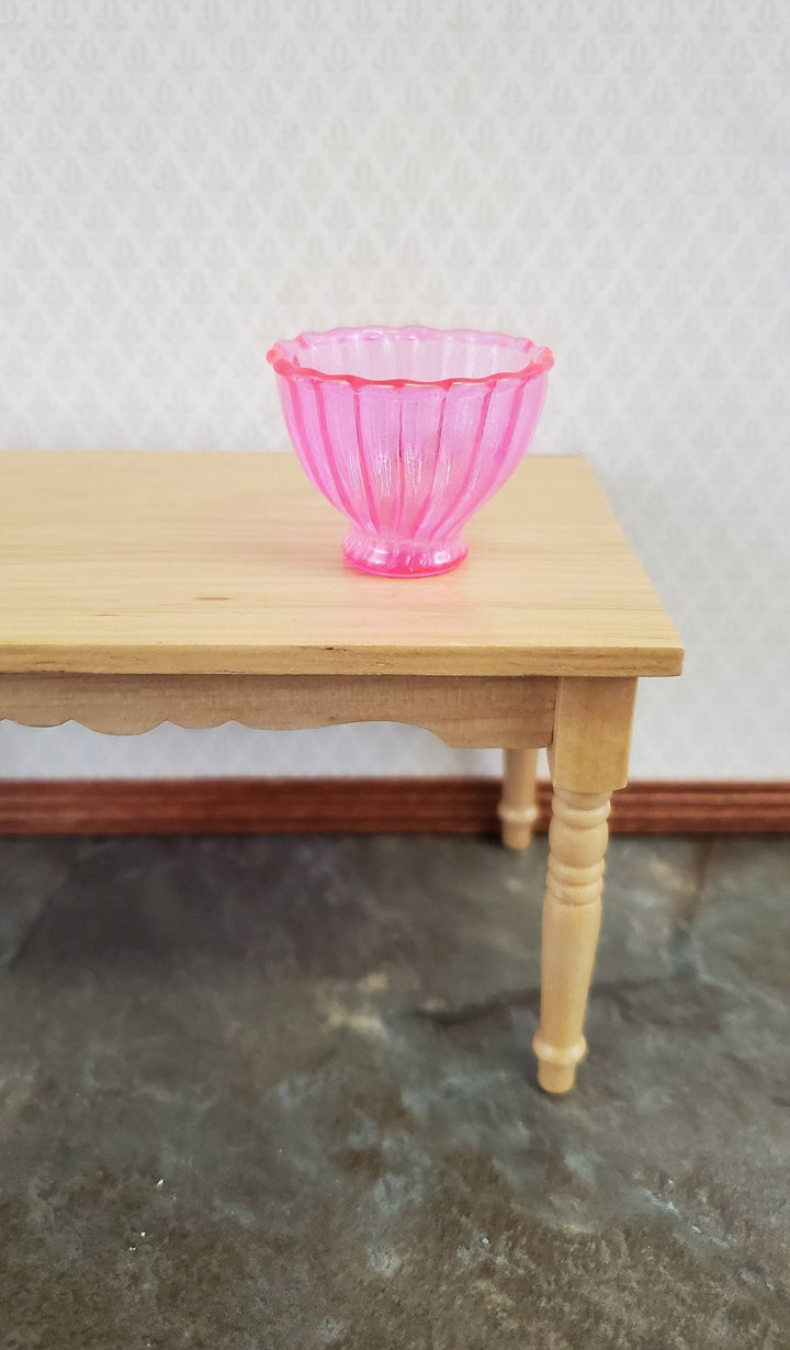 Miniature Glass Serving Bowl 1:6 Scale Bright Pink 6" tall - Miniature Crush
