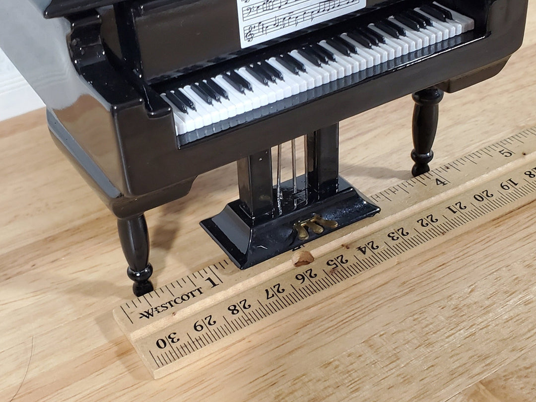 Miniature Grand Piano with Bench Seat Instrument 1:12 Scale Dollhouse Black Finish - Miniature Crush