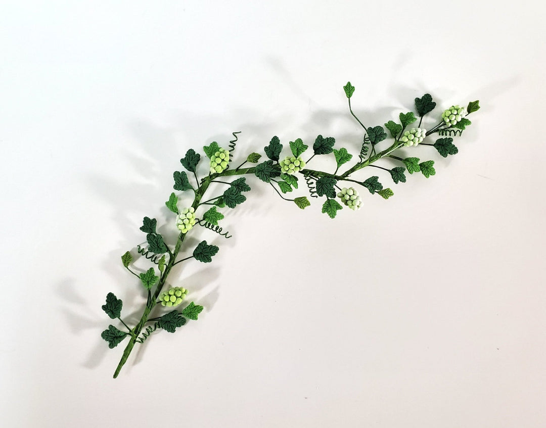 Miniature Grapevine bendable Green Grapes with Leaves 1:6 Scale Dollhouse - Miniature Crush