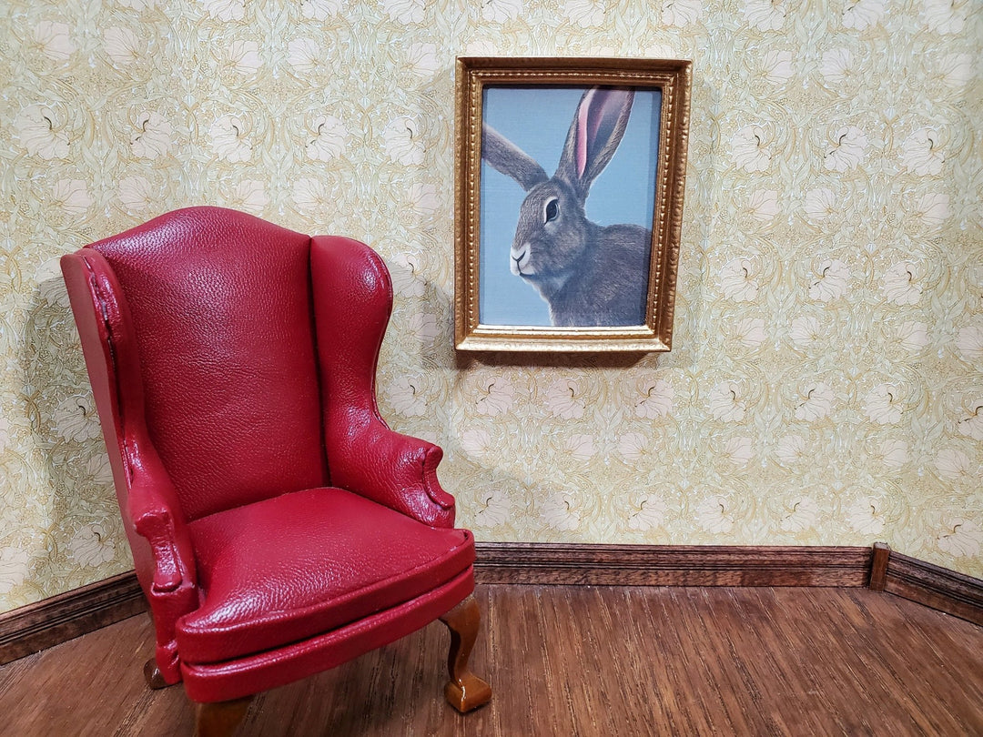 Miniature Hare Bunny Rabbit Portrait Art Print Framed 1:12 Scale Dollhouse Decor - Miniature Crush