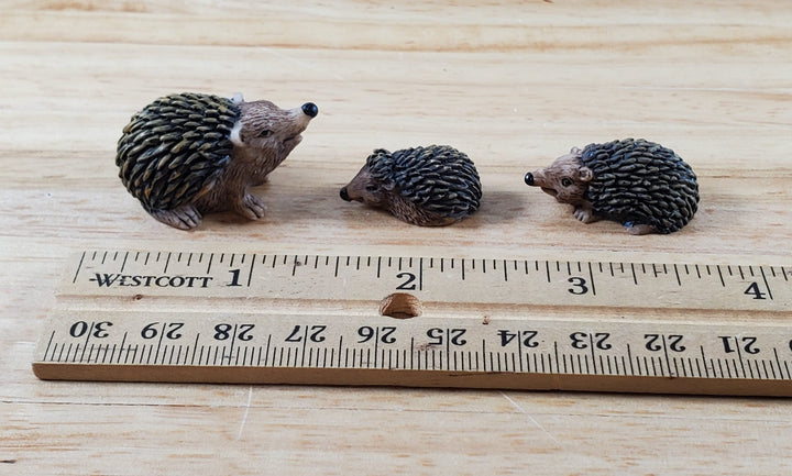 Miniature Hedgehogs Family of 3 Brown Fairy Garden Dollhouse Pets - Miniature Crush