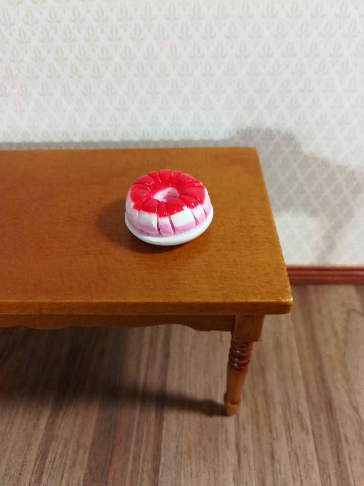 Miniature Jello Mold Strawberry Pink on Plate 1:12 Scale Dollhouse Dessert Food - Miniature Crush
