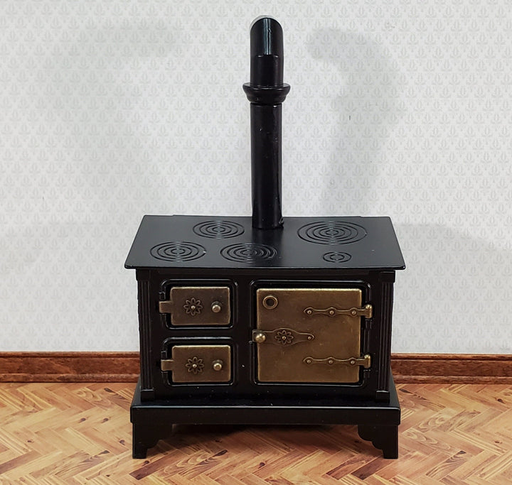 Miniature Kitchen Stove Oven Black Metal 1:12 Scale Dollhouse Opening Doors - Miniature Crush