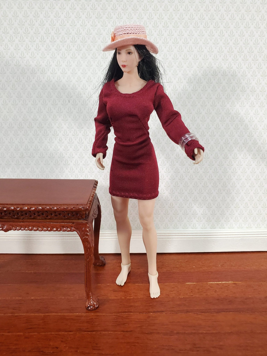 Miniature Ladies Hat Pink fits 6 Phicen TBLeague Female 1:12