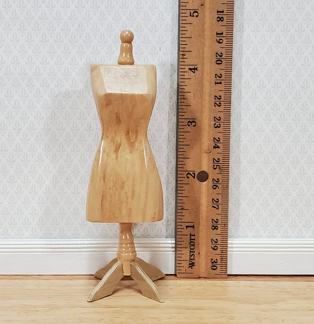 Miniature Mannequin Dressmakers Tailor Dummy Wood 1:12 Scale Dollhouse Light Oak Finish - Miniature Crush