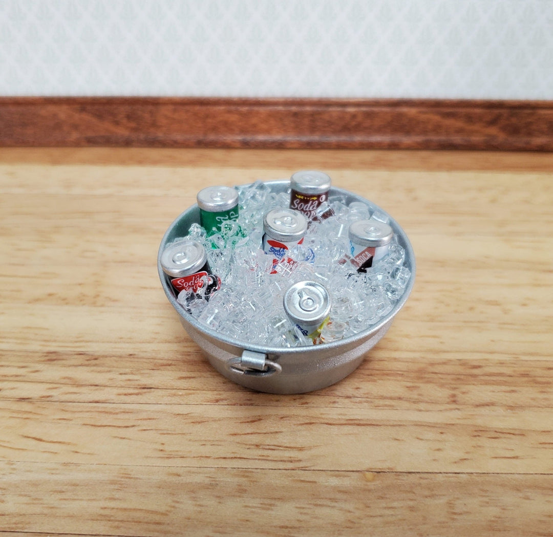 Miniature Metal Vat Filled with Ice and Soda Pop Cans 1:12 Scale Dollhouse - Miniature Crush