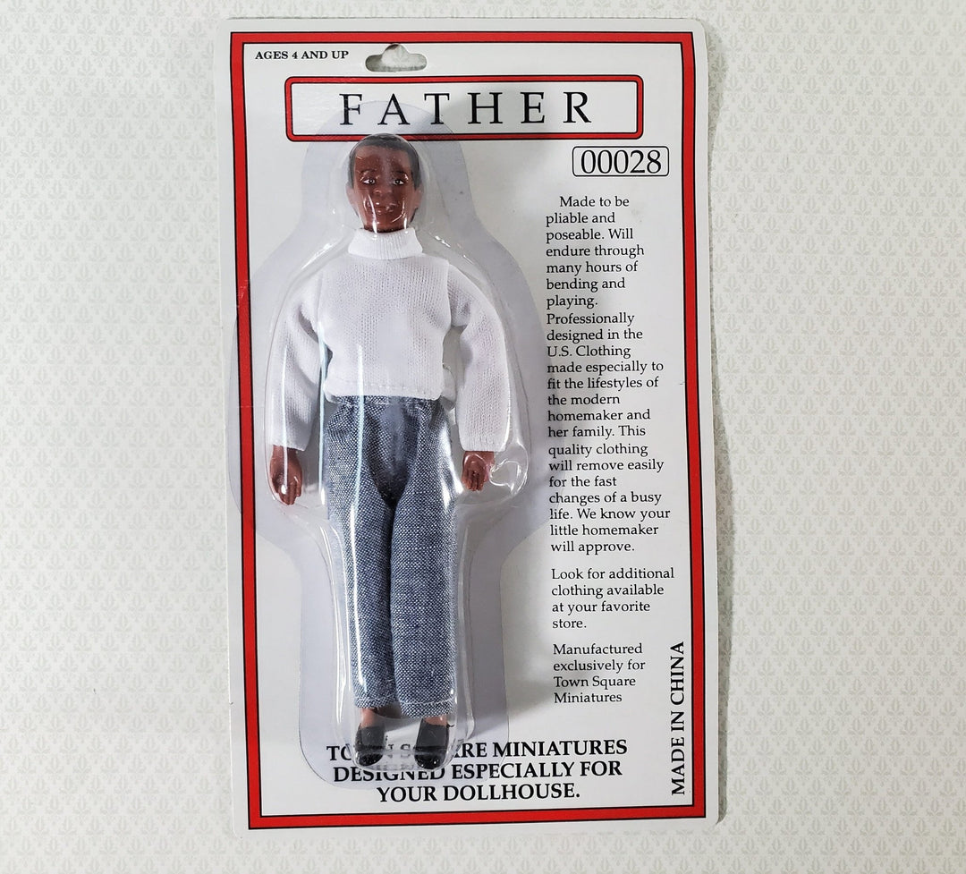Miniature Modern Man Black Brown Doll Dad Father Male 1:12 Scale Dollhouse - Miniature Crush