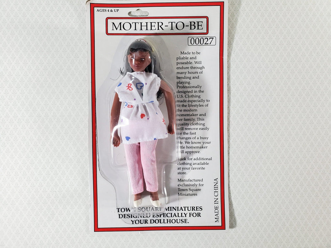 Miniature Modern Woman Pregnant Black Brown Doll Mom Mother 1:12 Scale Dollhouse - Miniature Crush