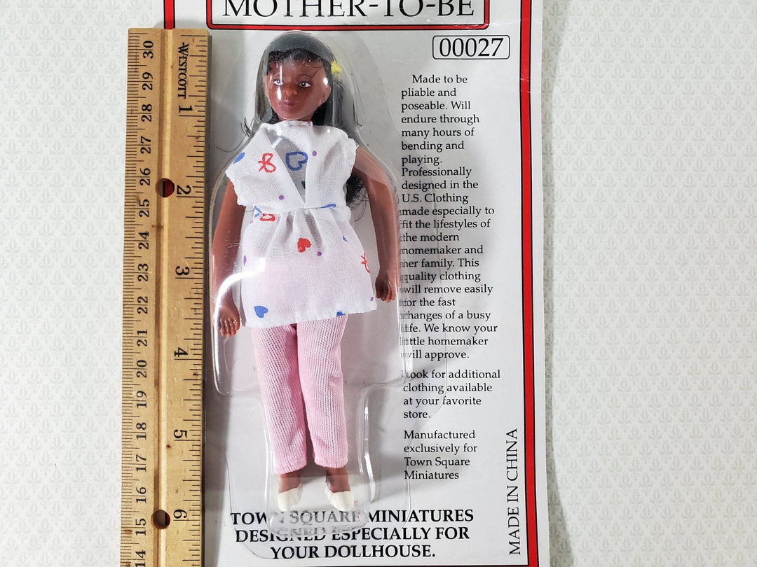 Miniature Modern Woman Pregnant Black Brown Doll Mom Mother 1:12 Scale Dollhouse - Miniature Crush