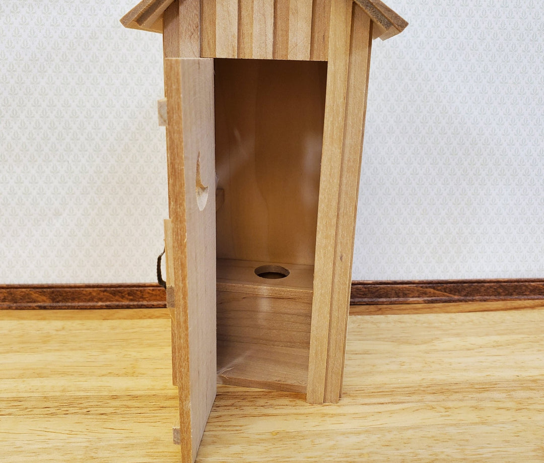 Miniature Outhouse 6.75" Tall Unpainted Wood Scale Model Building Fairy Garden - Miniature Crush