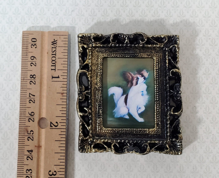 Miniature Papillion Framed Dog Print from Original Art Fits 1:12 Scale Dollhouses - Miniature Crush