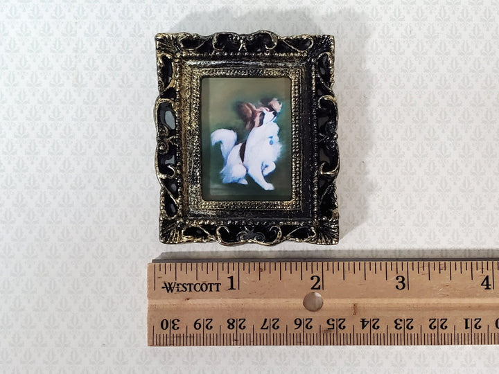 Miniature Papillion Framed Dog Print from Original Art Fits 1:12 Scale Dollhouses - Miniature Crush