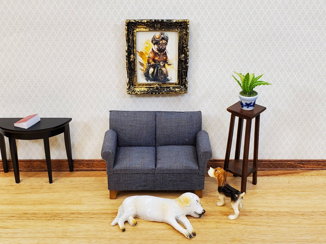 Miniature Pug on a Motorcycle with Goggles Framed Print Dog 1:12 Scale Dollhouse - Miniature Crush