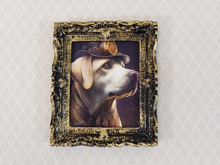 Miniature Steampunk Dog Framed Print Labrador 1:12 Scale Miniature Picture - Miniature Crush