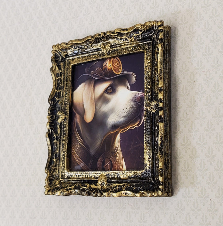 Miniature Steampunk Dog Framed Print Labrador 1:12 Scale Miniature Picture - Miniature Crush