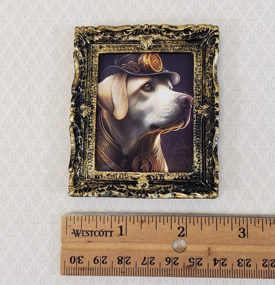 Miniature Steampunk Dog Framed Print Labrador 1:12 Scale Miniature Picture - Miniature Crush