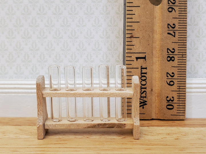 Miniature Test Tubes Glass in Wood Stand Mad Scientist Lab Medical Scenes - Miniature Crush