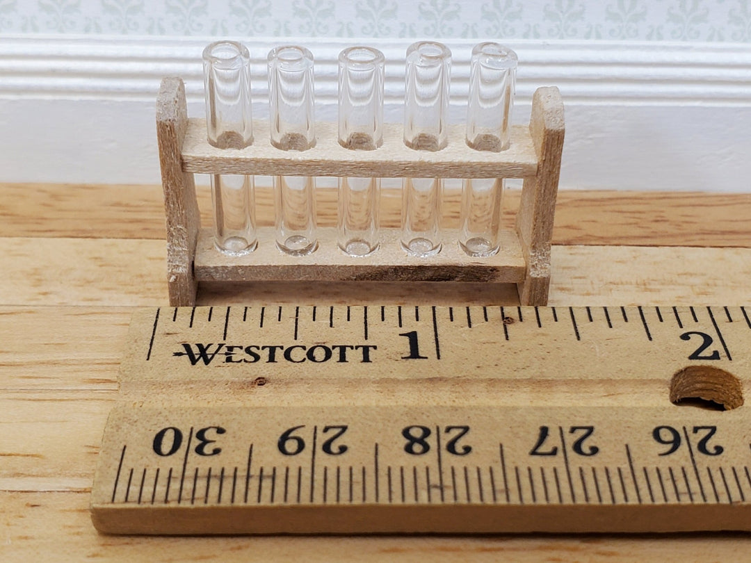 Miniature Test Tubes Glass in Wood Stand Mad Scientist Lab Medical Scenes - Miniature Crush