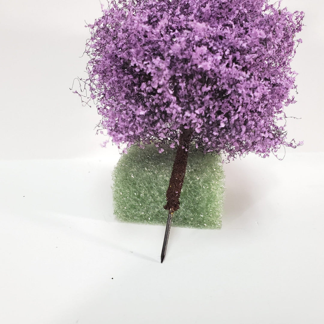 Miniature Tree or Bush Purple Lilac 4" Tall on a Spike Model Scenery Garden - Miniature Crush