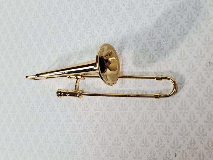 Miniature Trombone 3 1/4" Instrument Prop Model 1:12 Scale Metal with Case - Miniature Crush