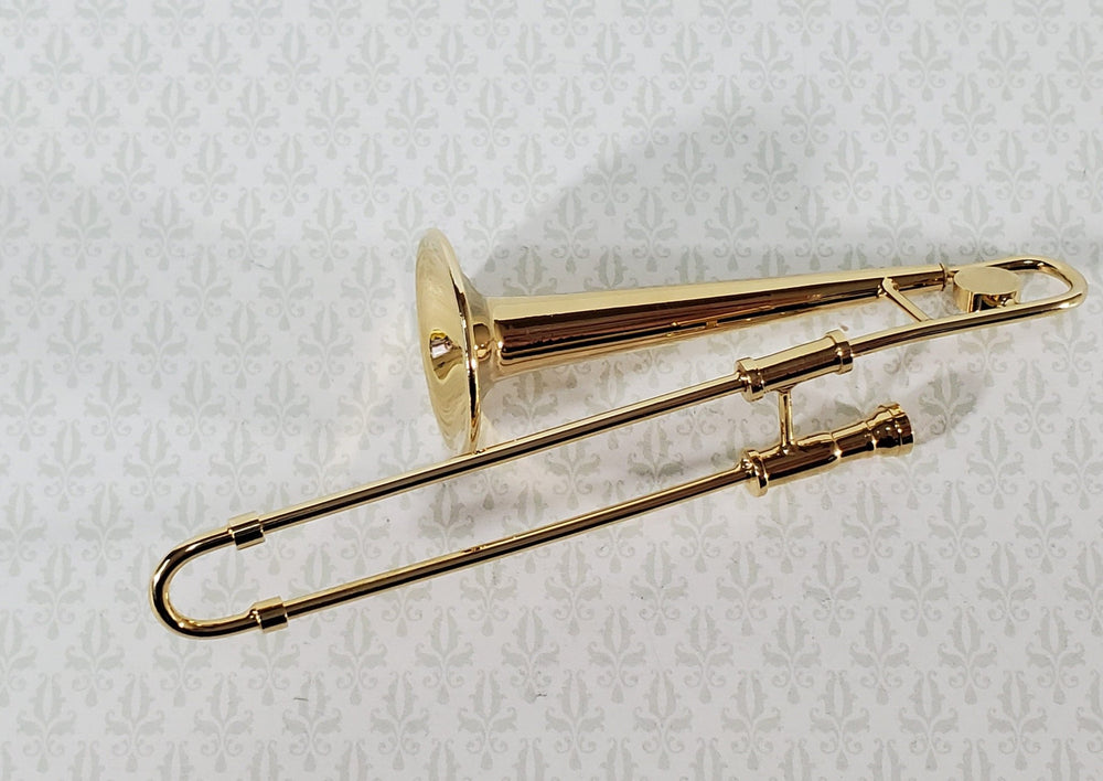 Miniature Trombone 3 1/4" Instrument Prop Model 1:12 Scale Metal with Case - Miniature Crush