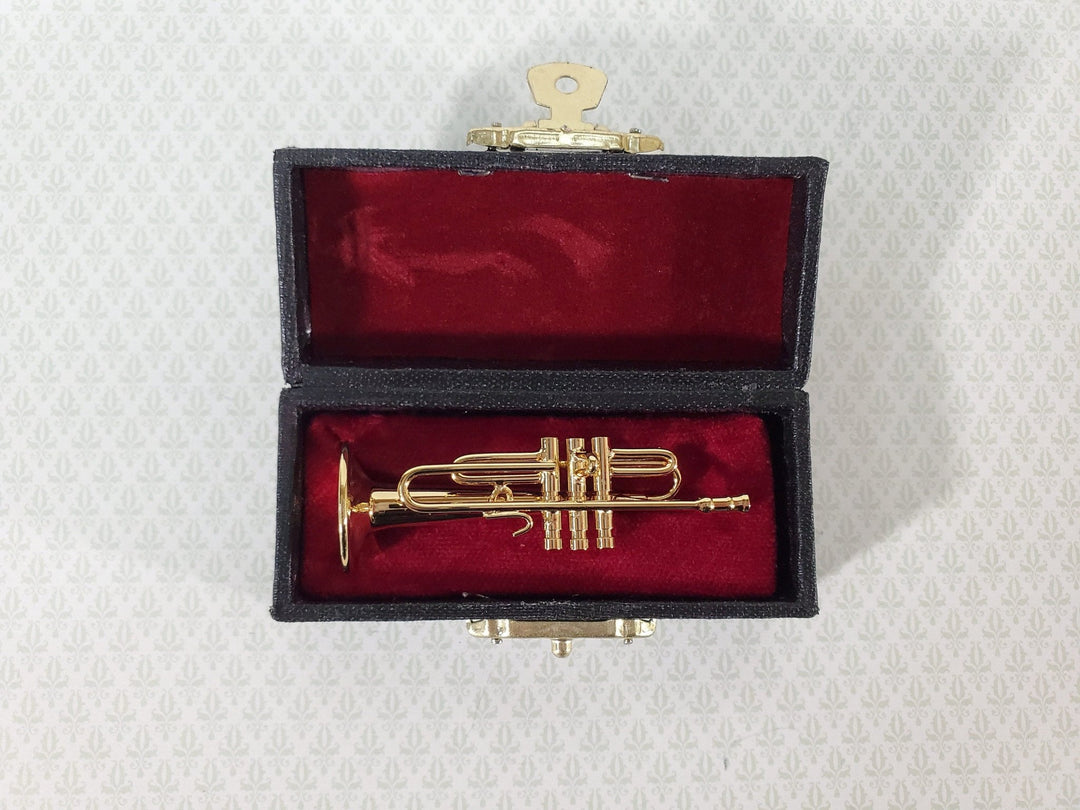 Mini Brass Instrument Miniature Trumpet Gold Brass Metal 2 1/4