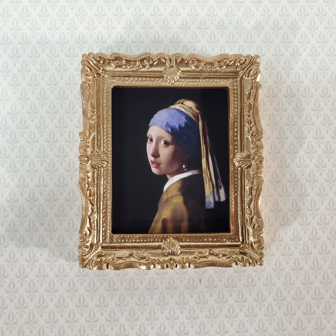 Miniature Vermeer Framed Print Girl with a Pearl Earring 1:12 Scale Dollhouse Decor - Miniature Crush