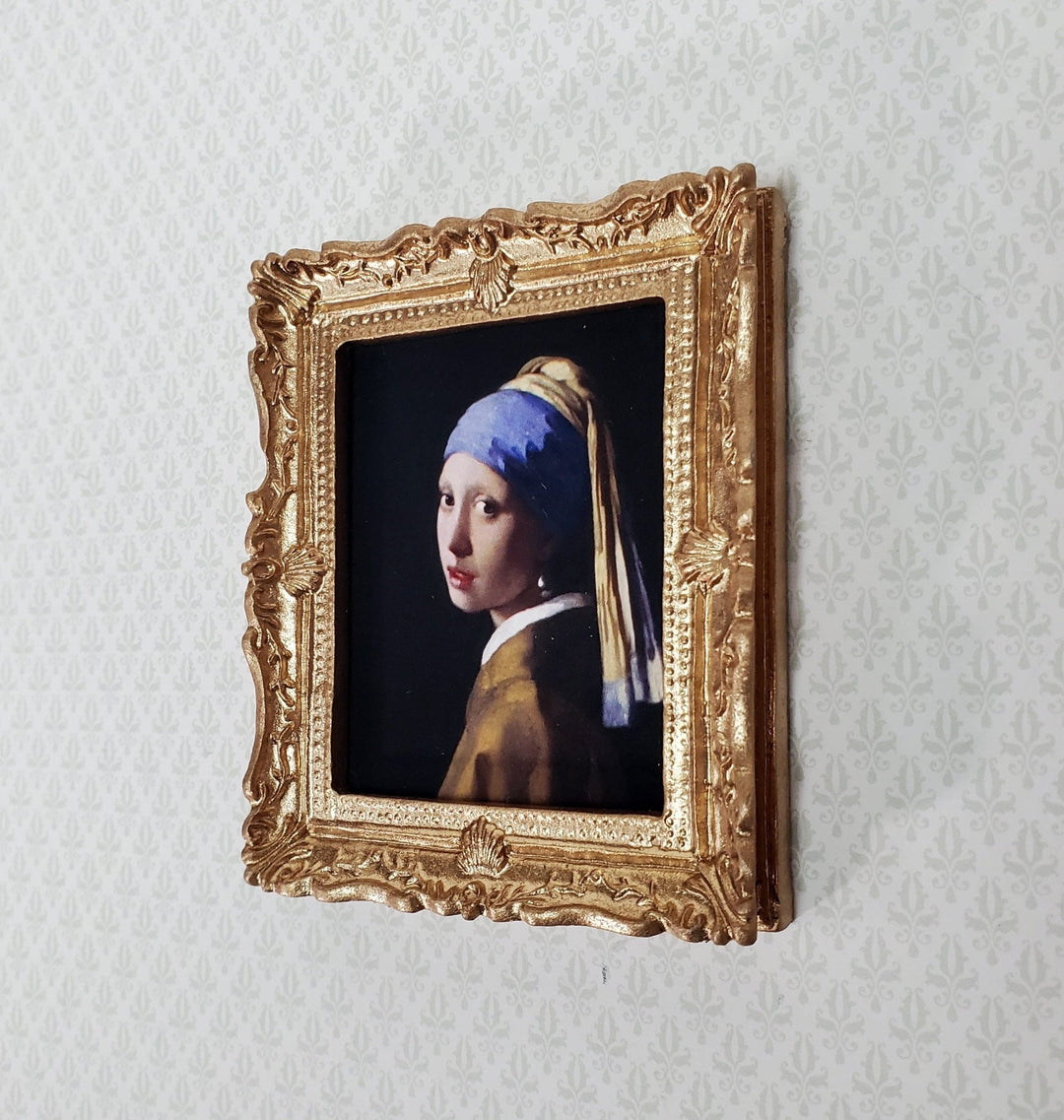Miniature Vermeer Framed Print Girl with a Pearl Earring 1:12 Scale Dollhouse Decor - Miniature Crush