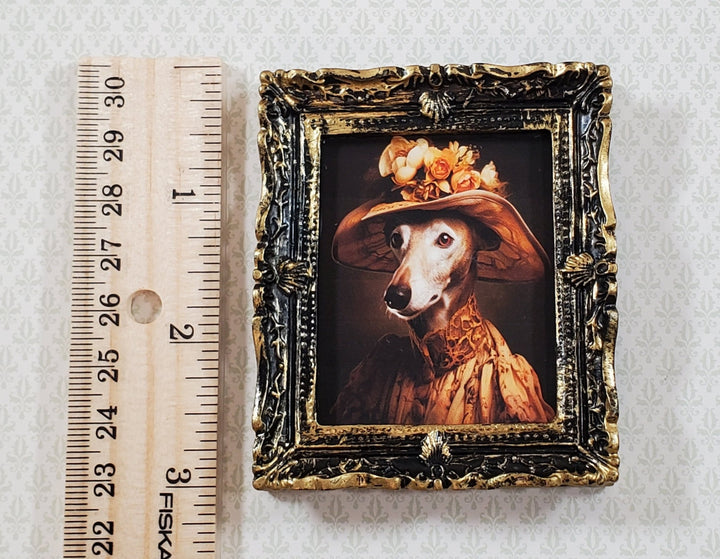 Miniature Victorian Dog Greyhound Framed Print Female 1:12 Scale Picture - Miniature Crush