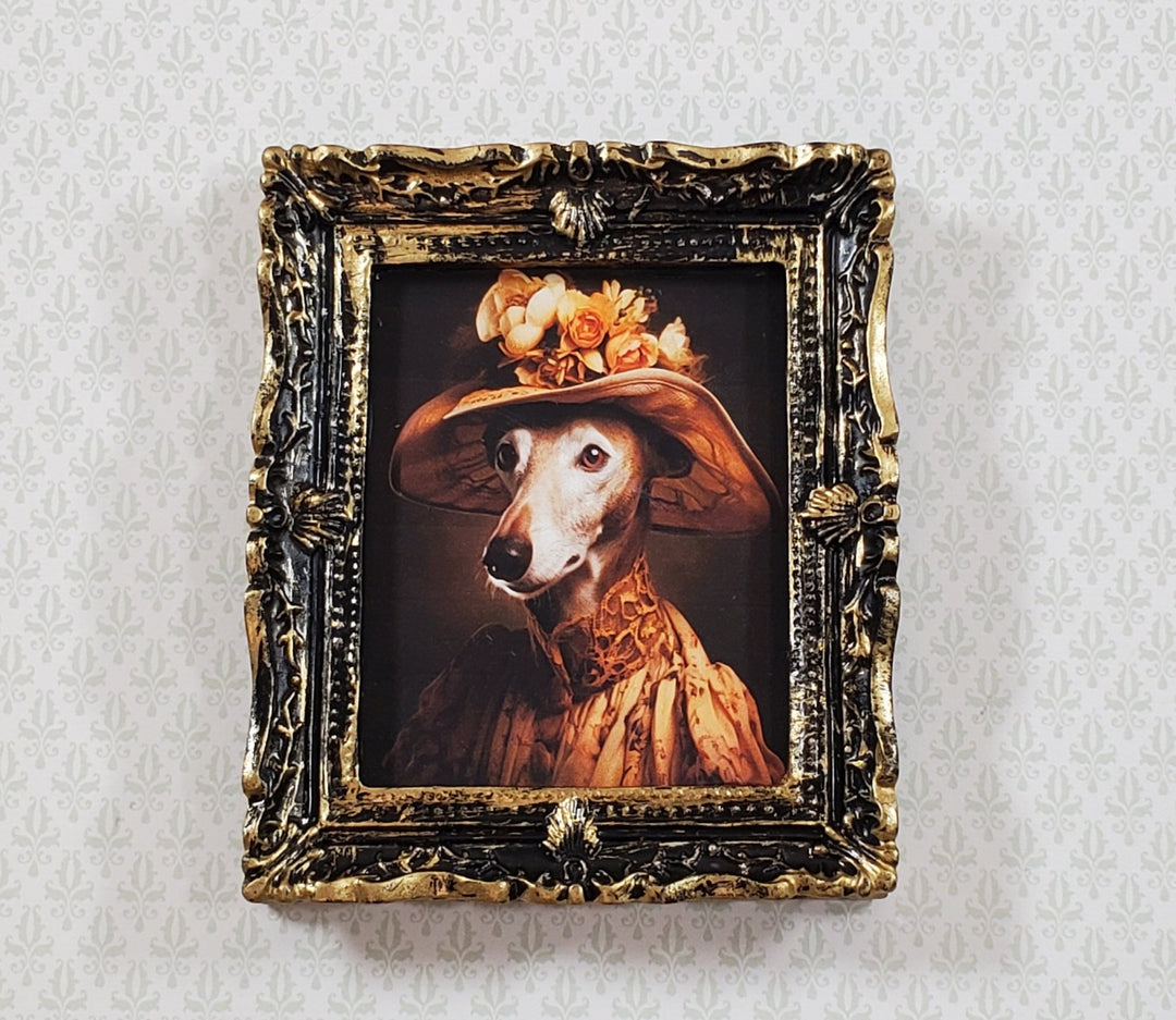 Miniature Victorian Dog Greyhound Framed Print Female 1:12 Scale Picture - Miniature Crush