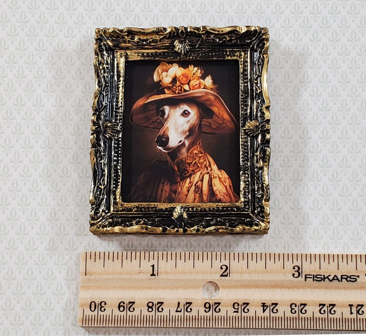 Miniature Victorian Dog Greyhound Framed Print Female 1:12 Scale Picture - Miniature Crush