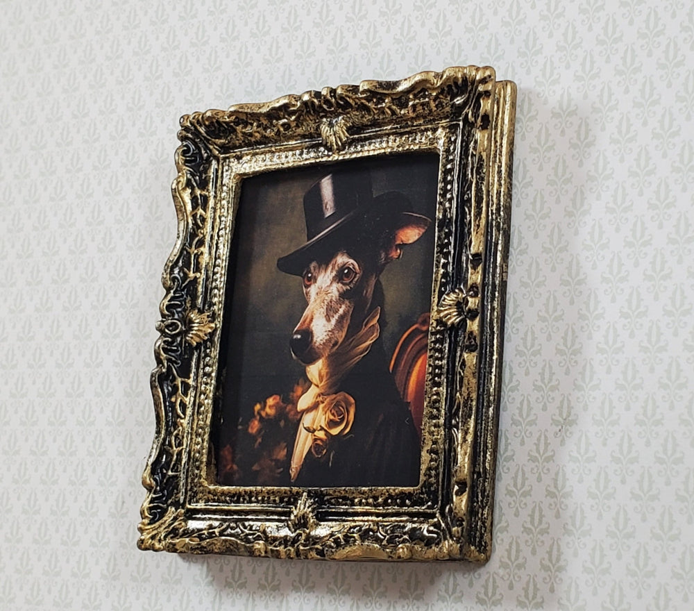 Miniature Victorian Dog Greyhound Framed Print Male 1:12 Scale Picture Dollhouse - Miniature Crush