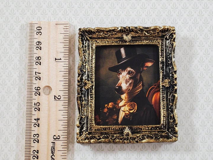 Miniature Victorian Dog Greyhound Framed Print Male 1:12 Scale Picture Dollhouse - Miniature Crush