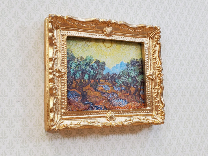 Miniature Vincent Van Gogh Framed Print Olive Trees 1:12 Scale Handmade - Miniature Crush