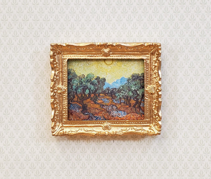 Miniature Vincent Van Gogh Framed Print Olive Trees 1:12 Scale Handmade - Miniature Crush