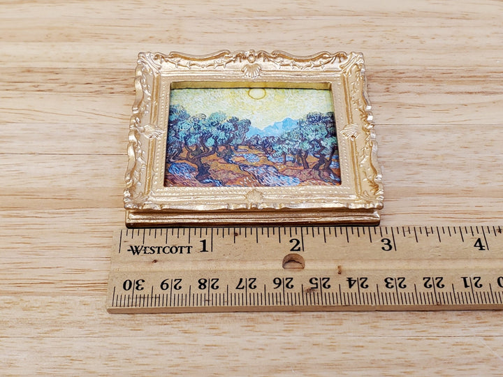 Miniature Vincent Van Gogh Framed Print Olive Trees 1:12 Scale Handmade - Miniature Crush