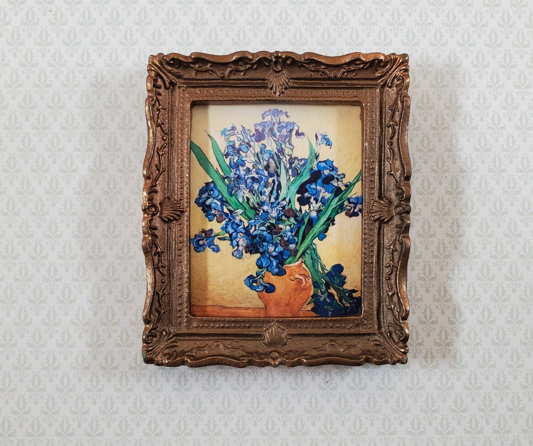 Miniature Vincent Van Gogh Vase with Irises Framed Print 1:12 Scale Dollhouse - Miniature Crush
