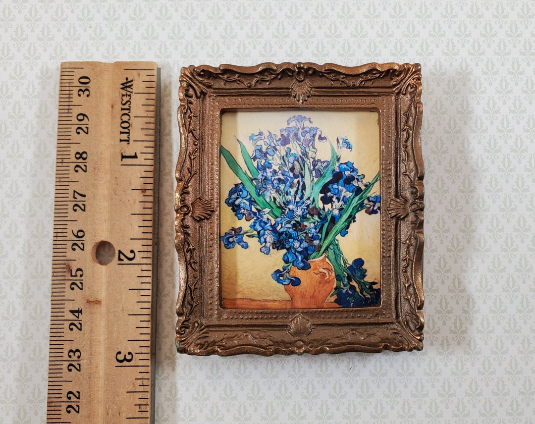 Miniature Vincent Van Gogh Vase with Irises Framed Print 1:12 Scale Dollhouse - Miniature Crush