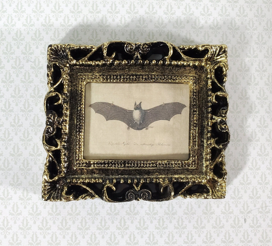 Miniature Vintage Bat Drawing Framed Print 1:12 Scale Halloween Haunted House - Miniature Crush