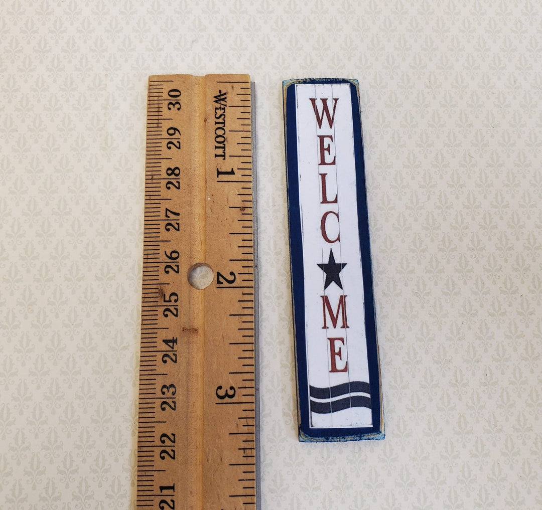 Miniature Welcome Wood Porch Sign for Dollhouses 3 3/8" x 3/4" Handcrafted - Miniature Crush