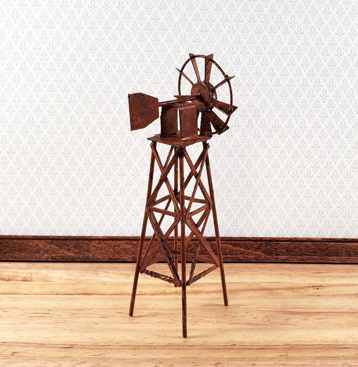 Miniature Windmill Rusted Distressed Metal Fairy Garden Model Railroad Dollhouse - Miniature Crush