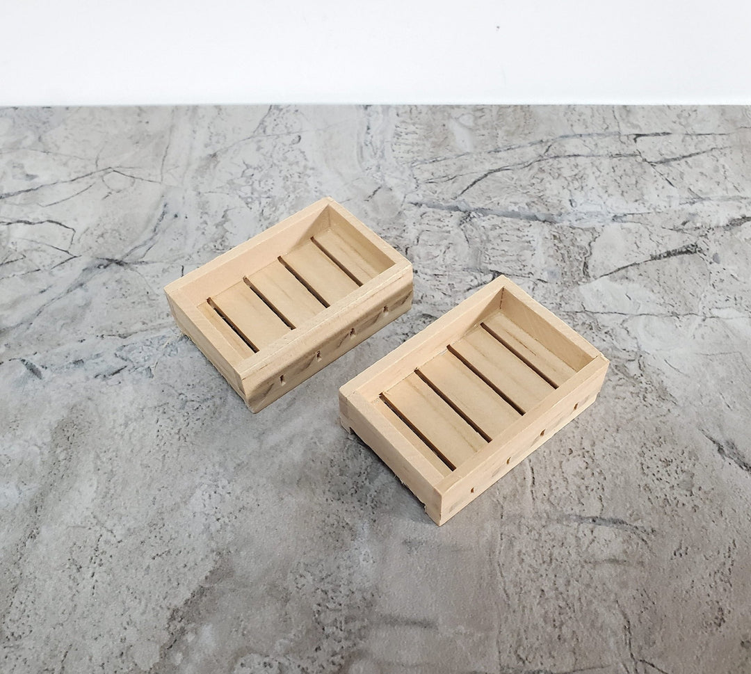 Miniature Wood Crates for Fruits or Vegetables x2 Small 1:12 Scale Dollhouse - Miniature Crush